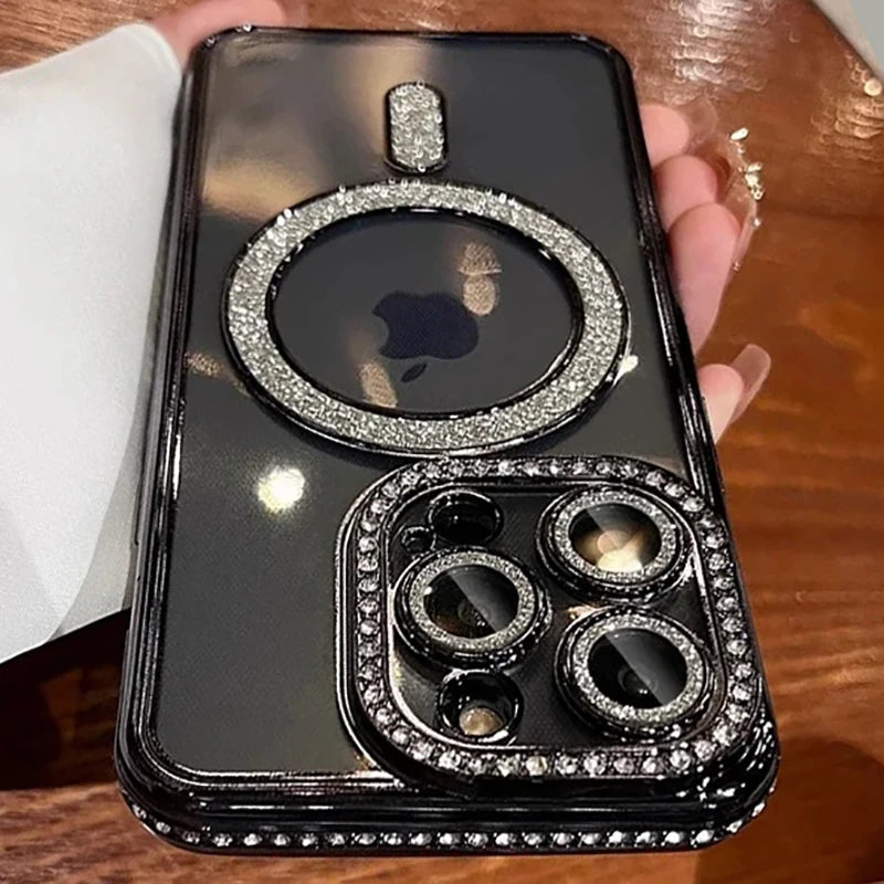 Nouvelle mode paillettes diamant étui transparent pour iPhone 16  Proet pro Max
