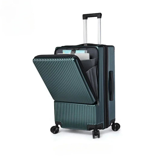 Valise à roulettes 24/26 pouces, ouverture frontale, pour hommes et femmes, avec tige de traction, pour ordinateur, voyage d'affaires