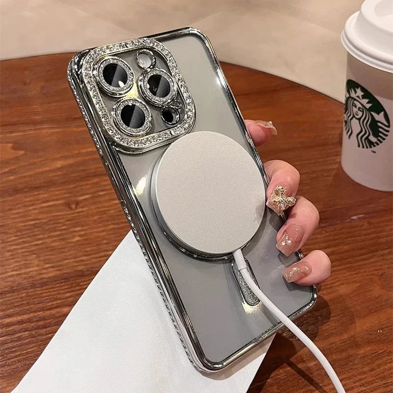 Nouvelle mode paillettes diamant étui transparent pour iPhone 16  Proet pro Max